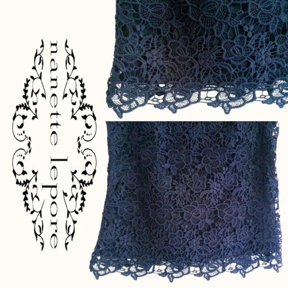 NANETTE LEPORE NEW Romantic Floral Allover Embossed/Scalloped ELace Top S - Picture 4 of 12